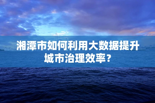 湘潭市如何利用大数据提升城市治理效率？