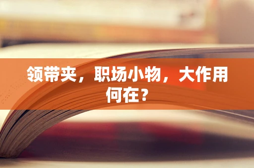 领带夹，职场小物，大作用何在？