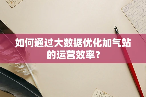 如何通过大数据优化加气站的运营效率？